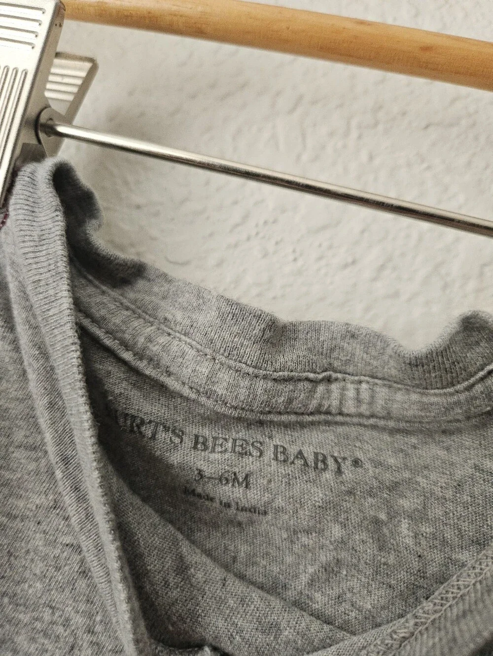 burts bees organic cotton gray long sleeve top, 3 - 6 months